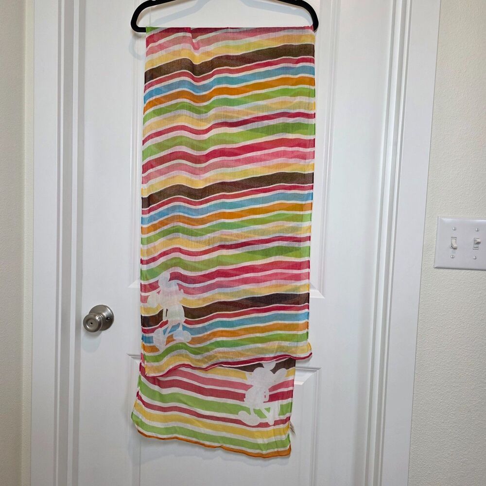 Disney Parks Lightweight Rainbow Striped Mickey Mouse Scarf